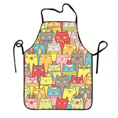 Waterproof Cartoon Cat Apron for Kitchen Use