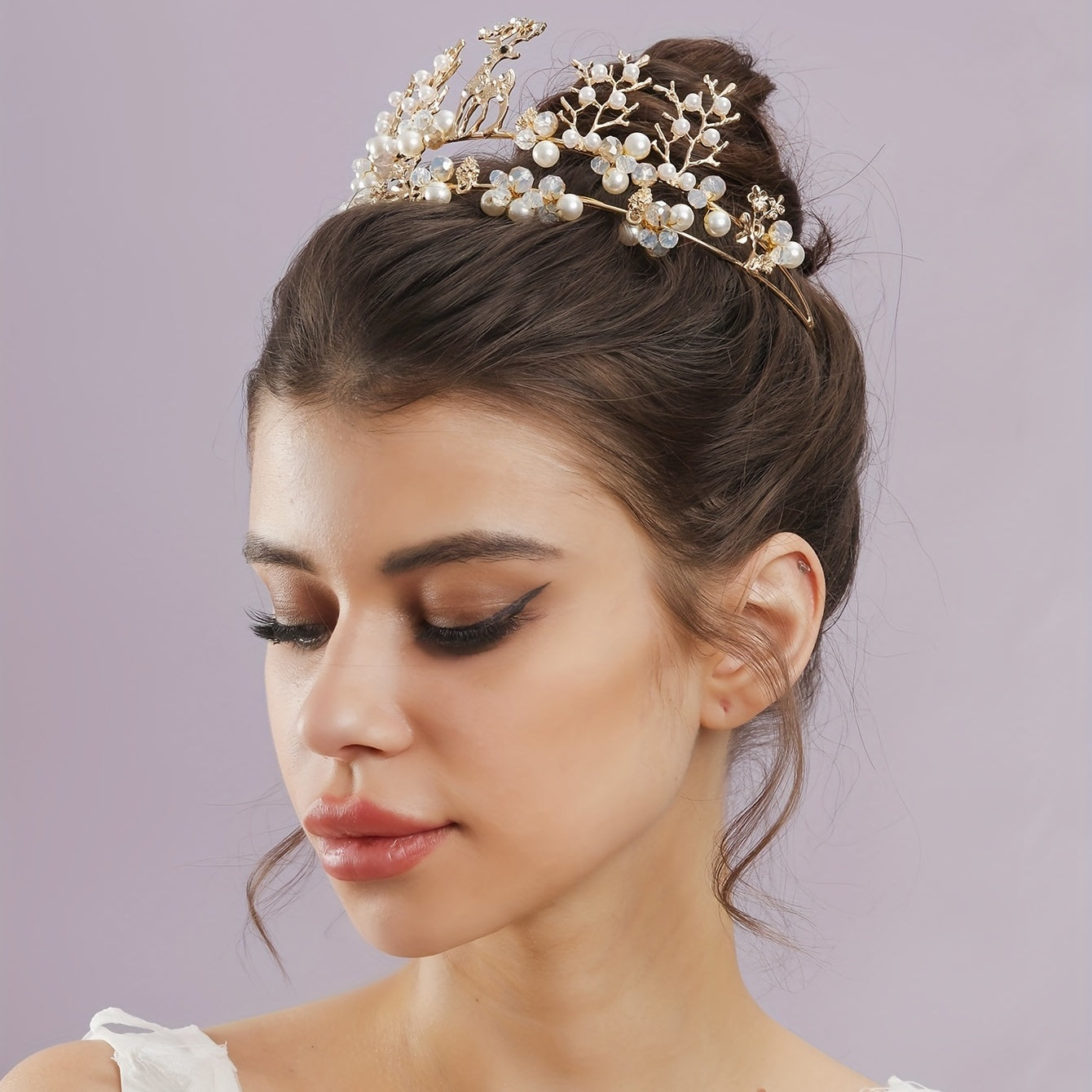 Faux Pearl Crown Bridal Hair Accessories Veil Wedding Dress Jewelry