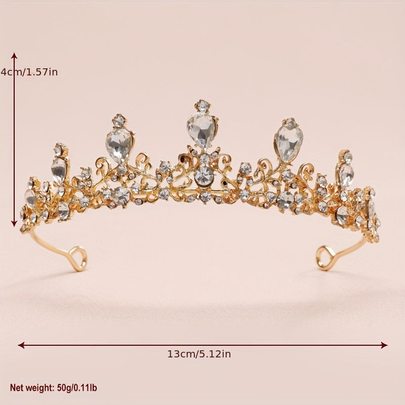 Baroque Crystal Alloy Crown Bridal Hair Band Women's Accessories