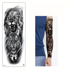 4 Pcs Lions Tigers Roses Temporary Tattoos Full Arm Body Art Men Women