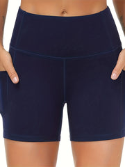High Waist Pocket Skinny Shorts Butt Lifting Quick drying