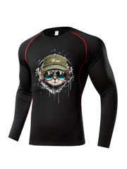 Skeleton Pattern Compression Shirts Men Long Sleeve Athletic Baselayer