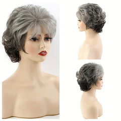 Short Curly Wig With Bangs Natural Fluffy Heat Resistant Synthetic Wig