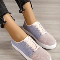 Women's Mesh Panel Slip On Sneakers Low Top Flat Shoes
