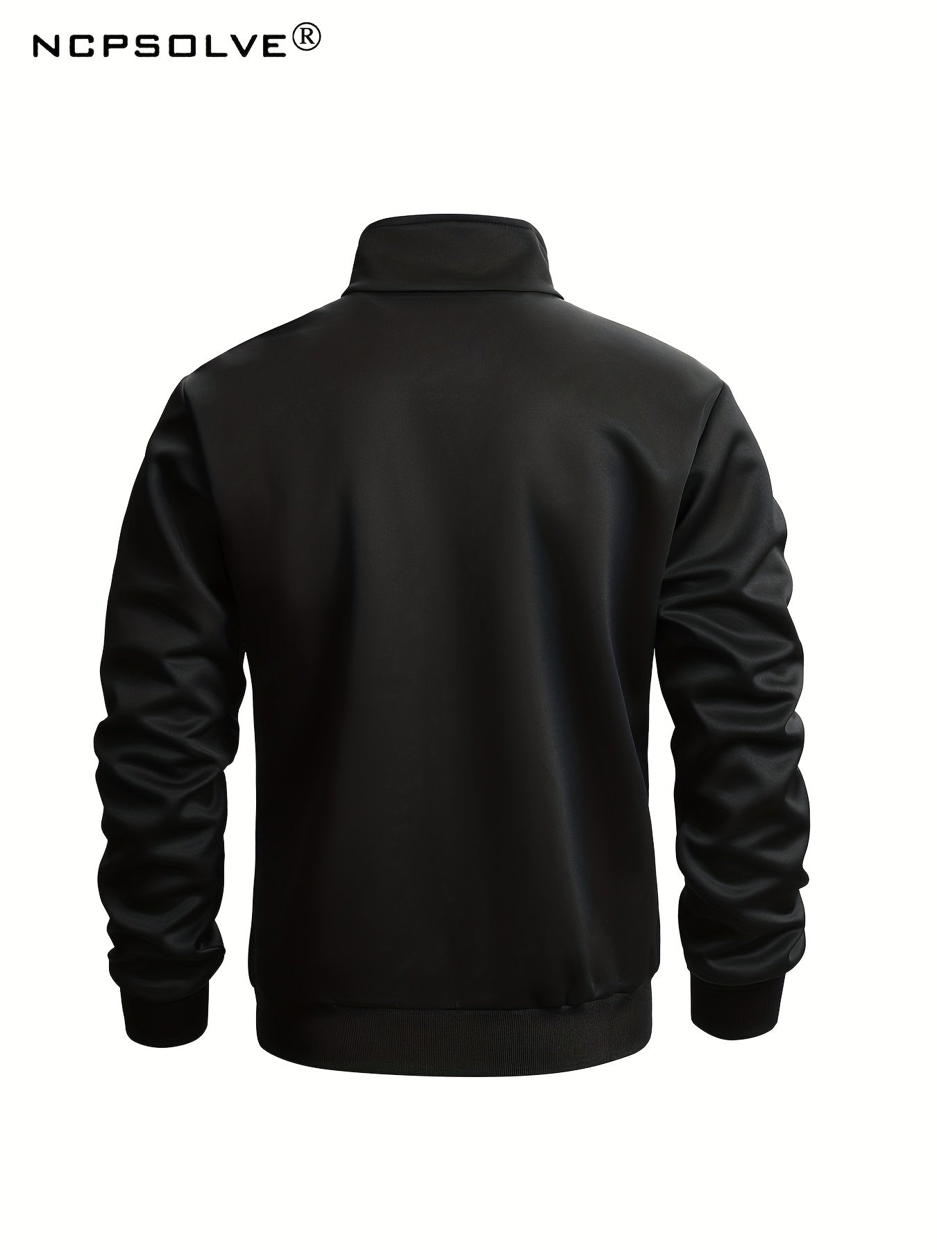 Men's Sports Suit Solid Stand Collar Zip Up Jacket & Stretch Elastic Waist Pants