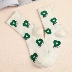 3 Pairs Heart Pattern Socks Mid Tube Stockings