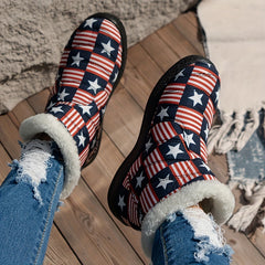 Women's American Flag Snow Boots Warm Outdoor Short Boots