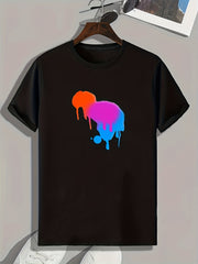 Gradient Splatter Print Men's Active T-shirt Stretch Tee For Summer