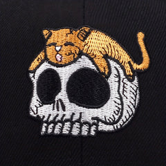Skull Cat Embroidered Baseball Cap Unisex Cartoon Sun Hat Adjustable