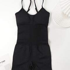 Tummy Control Yoga Jumpsuit Spaghetti Straps Butt Lifting Bodysuit