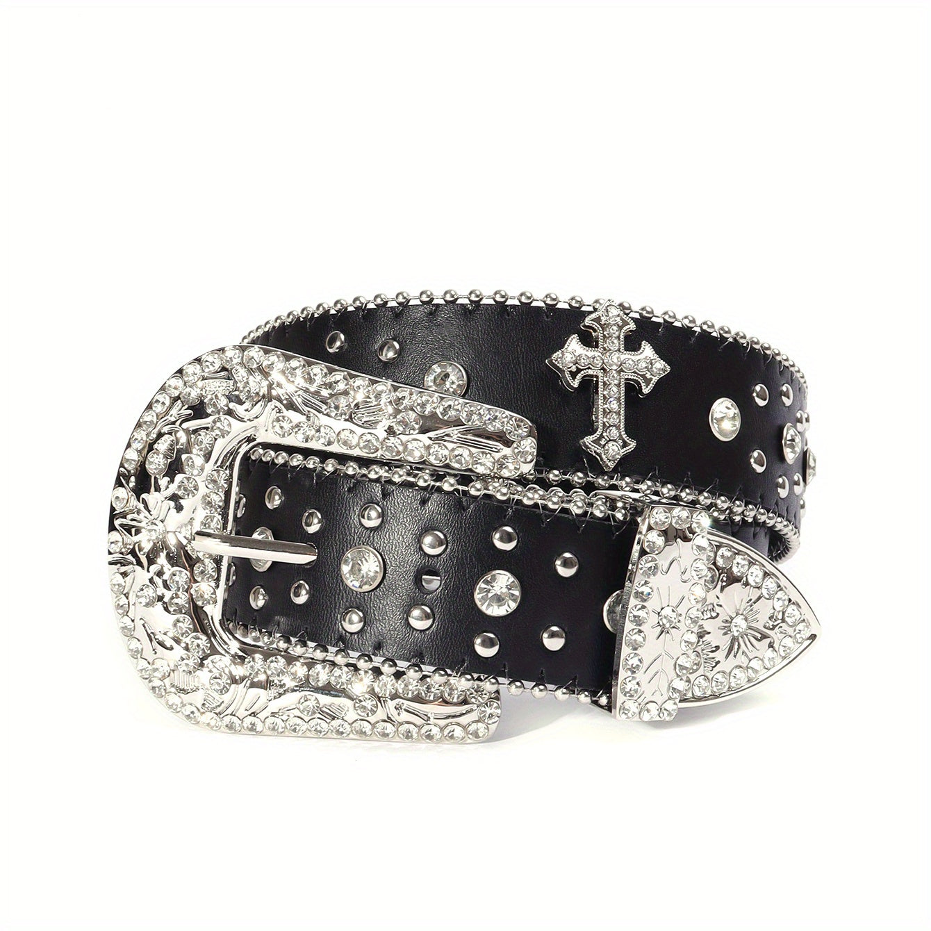 Western Cowboy Cowgirl Belt Rhinestone Rivet Sparkling Hip Hop Belt