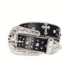 Western Cowboy Cowgirl Belt Rhinestone Rivet Sparkling Hip Hop Belt