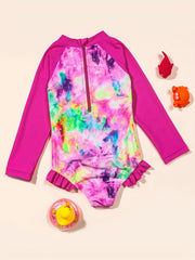 Girls Tie Dye Quick Dry One piece Swimsuit