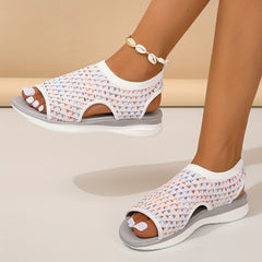 Open Toe Mesh Breathable Slip On Flat Sandals