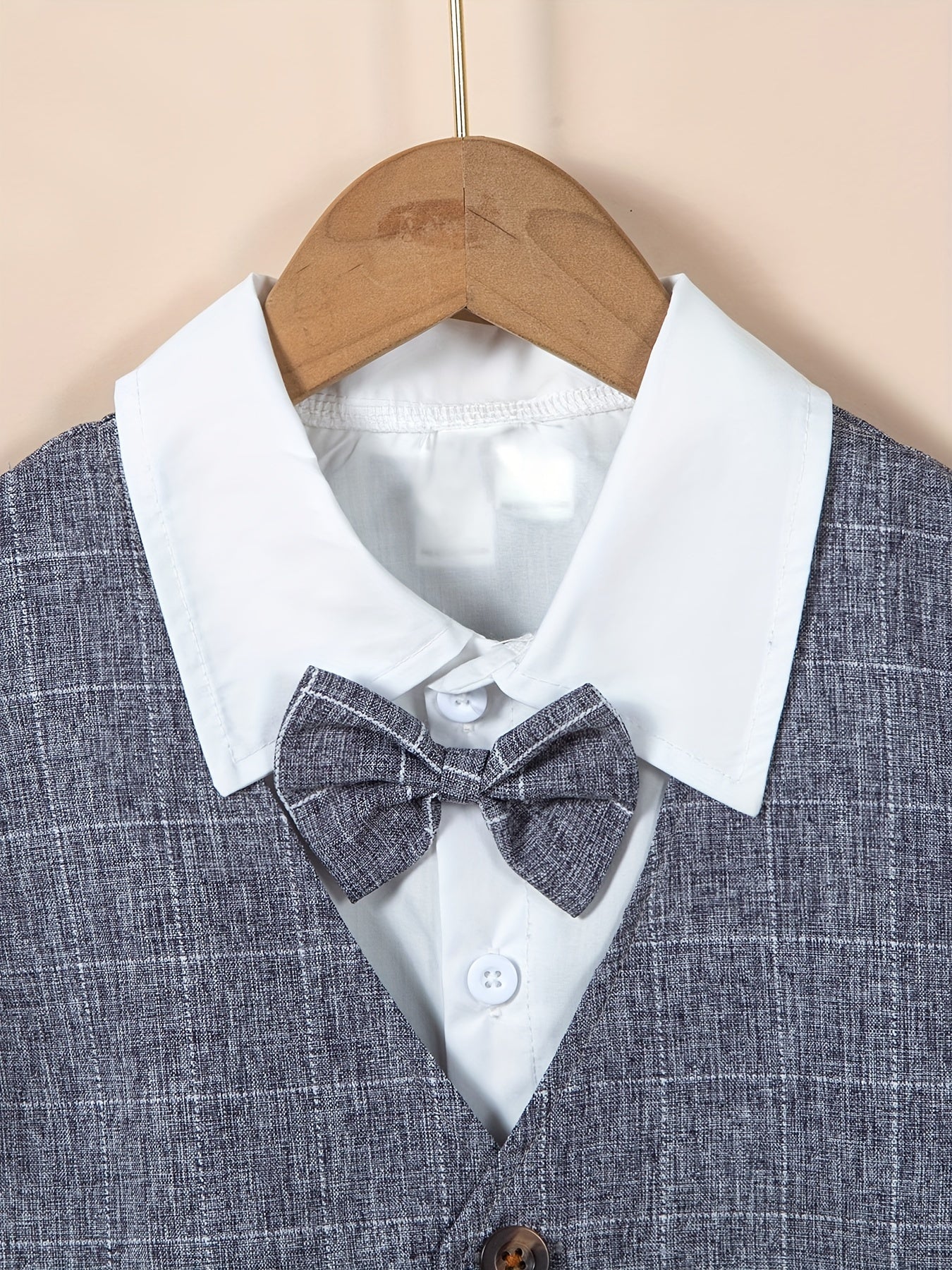 Boys Gentleman Outfits Short Sleeve Bowtie Shirt&Shorts&Vest Kids Clothing Set