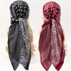 Dotted Paisley Print Bandana Silk Scarf Hair Accessories