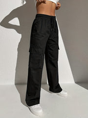 High Waisted Wide Leg Casual Pants with Drawstring