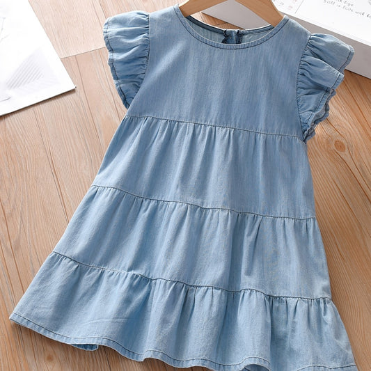 Girls Ruffled Summer Dress Sleeveless Kids Clothes
