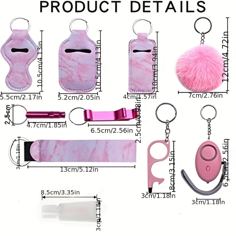 10pcs Women Safety Keychain Set with Personal Alarm - Holiday Gift