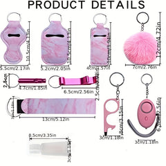10pcs Women Safety Keychain Set with Personal Alarm - Holiday Gift