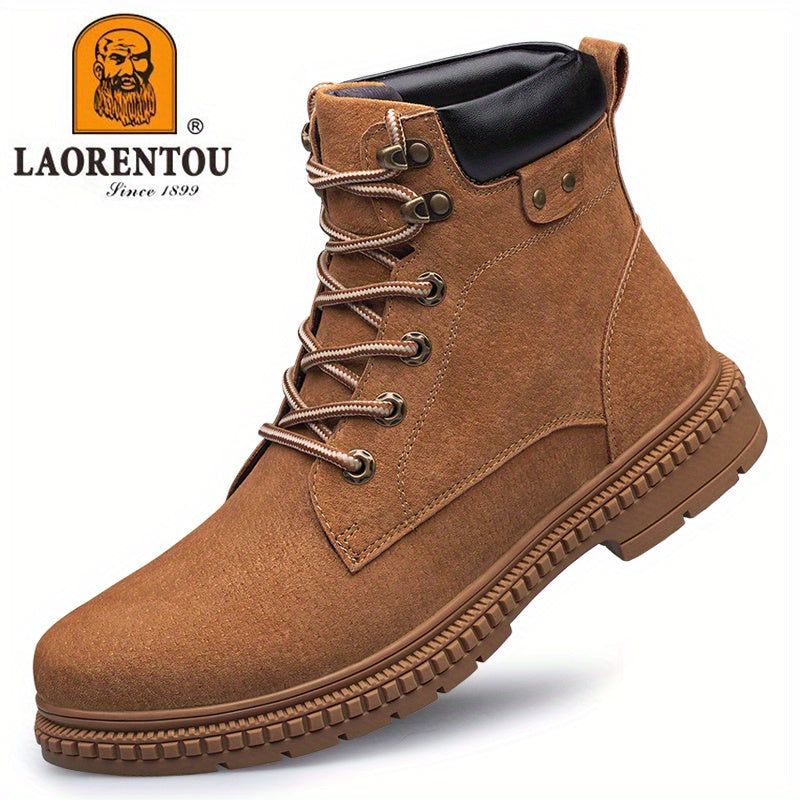 Men's Combat Boots Padded Collar Lace-up Walking Shoes Army Boots