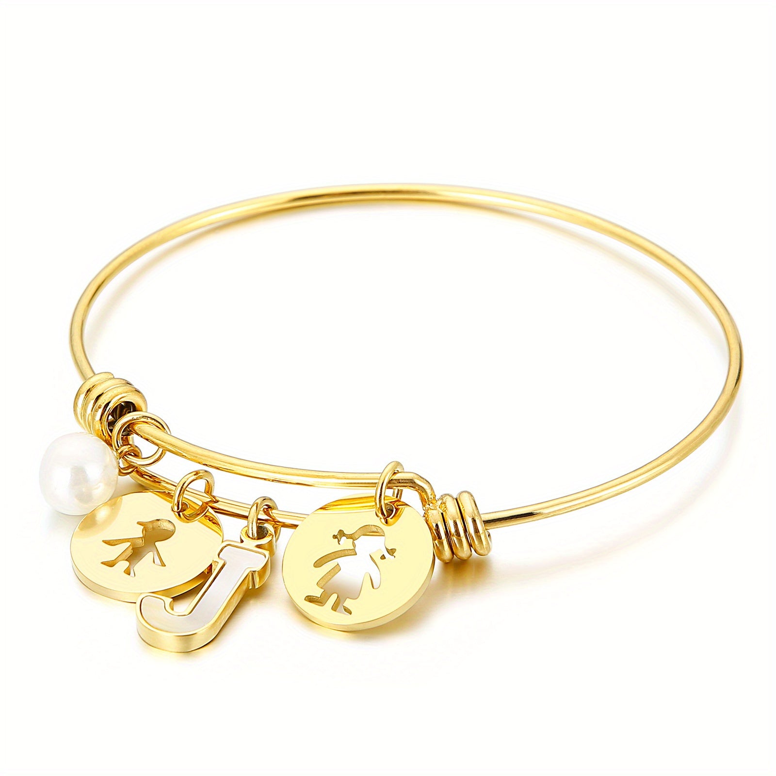 BFF English Letter H N Pendant Bangle Bracelet For Girls