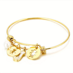 BFF English Letter H N Pendant Bangle Bracelet For Girls