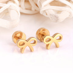 6pairs Butterfly Flower Cherry Bowknot Stud Earrings Golden Ear Jewelry