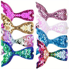 8pcs Children Mermaid Tail Flip Sequin Hair Clip Set