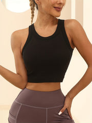 Women's Sleeveless Sport Tank Top With Built-In Bra Yoga Crop Top