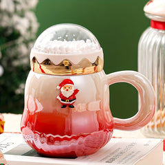 Christmas Ceramic Water Cup with Santa Claus & Tree Style