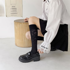 Floral Print Calf Socks Retro Style Knee High Socks