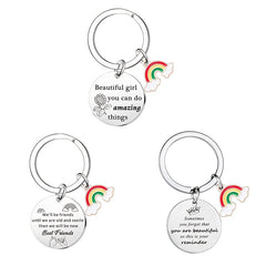 Girls Boys Teen Rainbow Slogan Keychain Kids Party Favors
