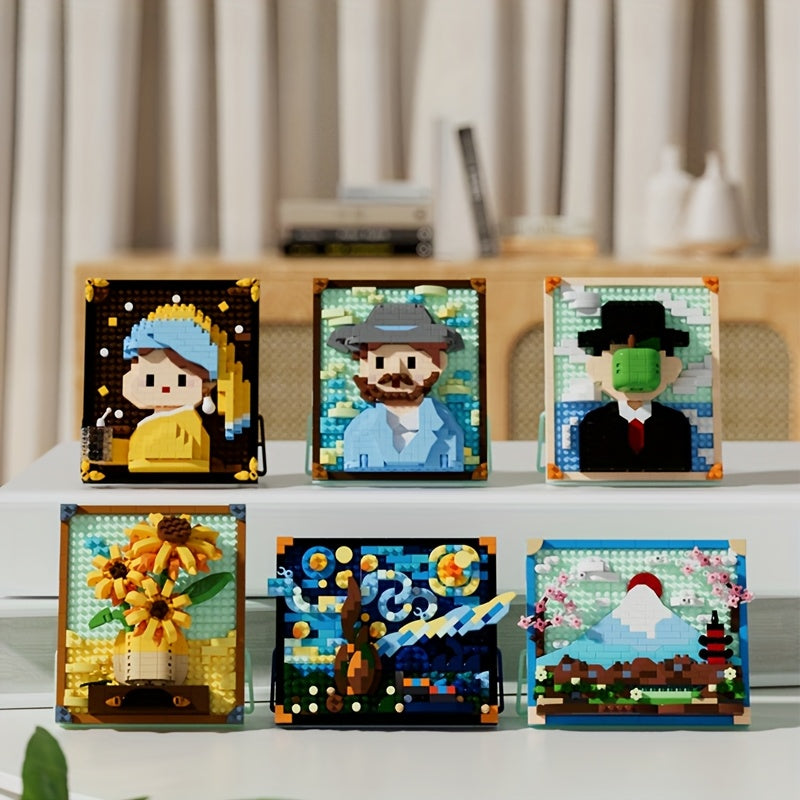 Famous Paintings Mini Building Blocks Home Desktop Decoration Christmas Gift