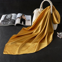 Yellow Satin Square Scarf Casual Shawl Bandana