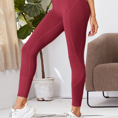 Red High Waist Yoga Leggings for Sweat Workouts