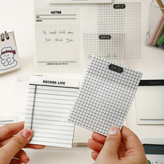 50 Sheets Transparent Plan Sticky Notes Key Grid Horizontal Lines