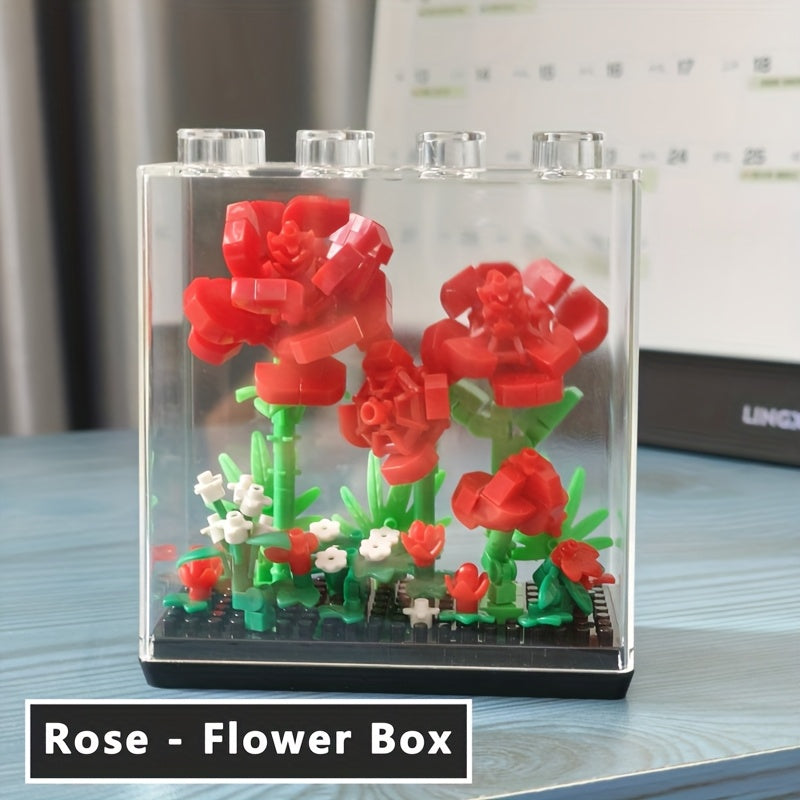 Eternal Flower Building Blocks Model with Dust Cover - Girl's Birthday Gift