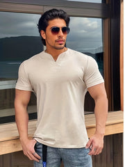 Men's Cotton Sports V Neck Tee for Summer