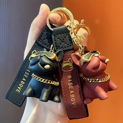 Bulldog Keyring Resin Law Bucket Cartoon Figuration Car Couple Bag Pendant