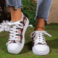 Christmas Santa Print Raw Trim Fall Round Toe Flat Skate Shoes