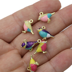 5Pcs 3D Birds Charm Pendant for Jewelry Making DIY Craft