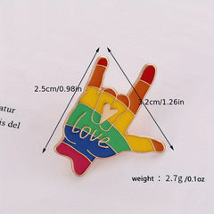 Assorted Shapes Rainbow Stript Brooch Dripping Paint Metal Badge Bag Decoration