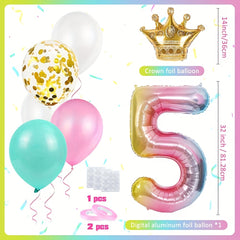 5th Birthday Balloon Set with Happy Birthday Banner and Foil Balloons