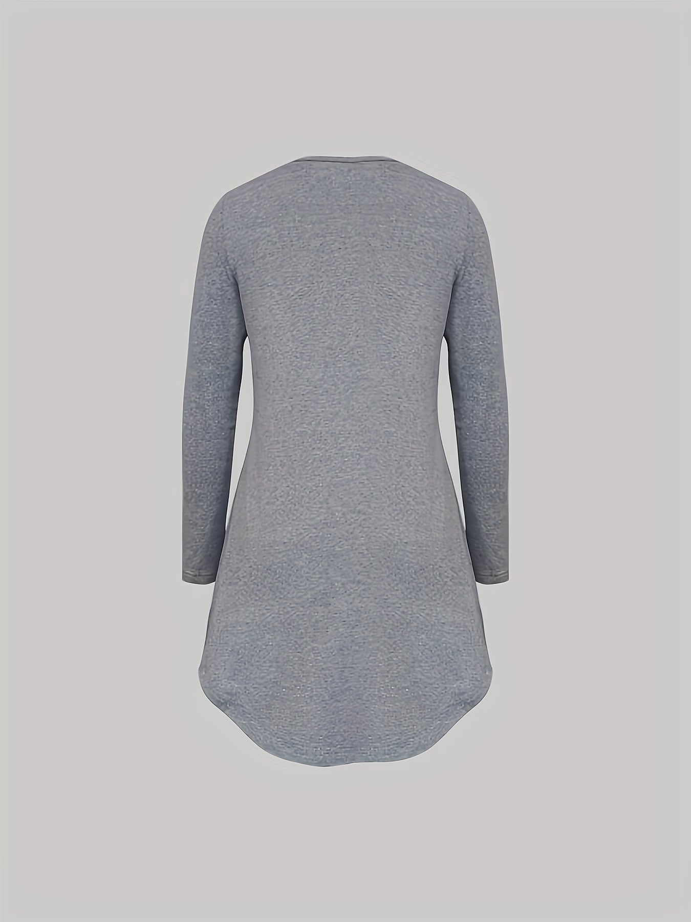 NightDress Crew Neck Long Sleeve Pajama Dress Women's Sleepwear