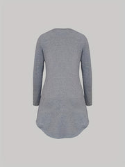 NightDress Crew Neck Long Sleeve Pajama Dress Women's Sleepwear