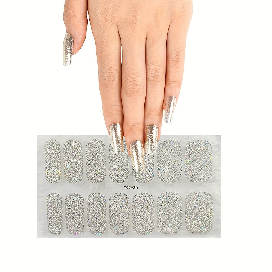 2pcs Self Adhesive Nail Wraps for UV Lamp Geometric Easy Apply & Remove