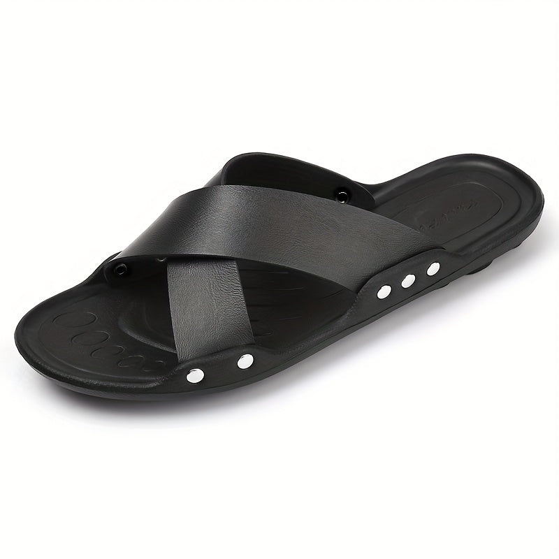 Men's Solid Slides Casual Non Slip Slippers Open Toe Shoes