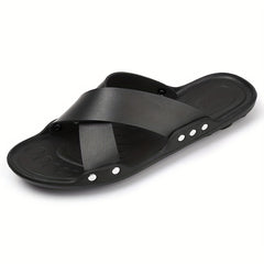 Men's Solid Slides Casual Non Slip Slippers Open Toe Shoes