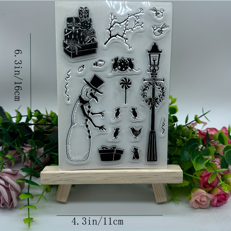 Winter Snowman Christmas Rubber Stamp for DIY Scrapbooking